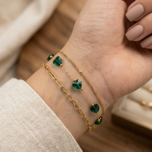 Stainless steel anti-tarnish heart bracelet